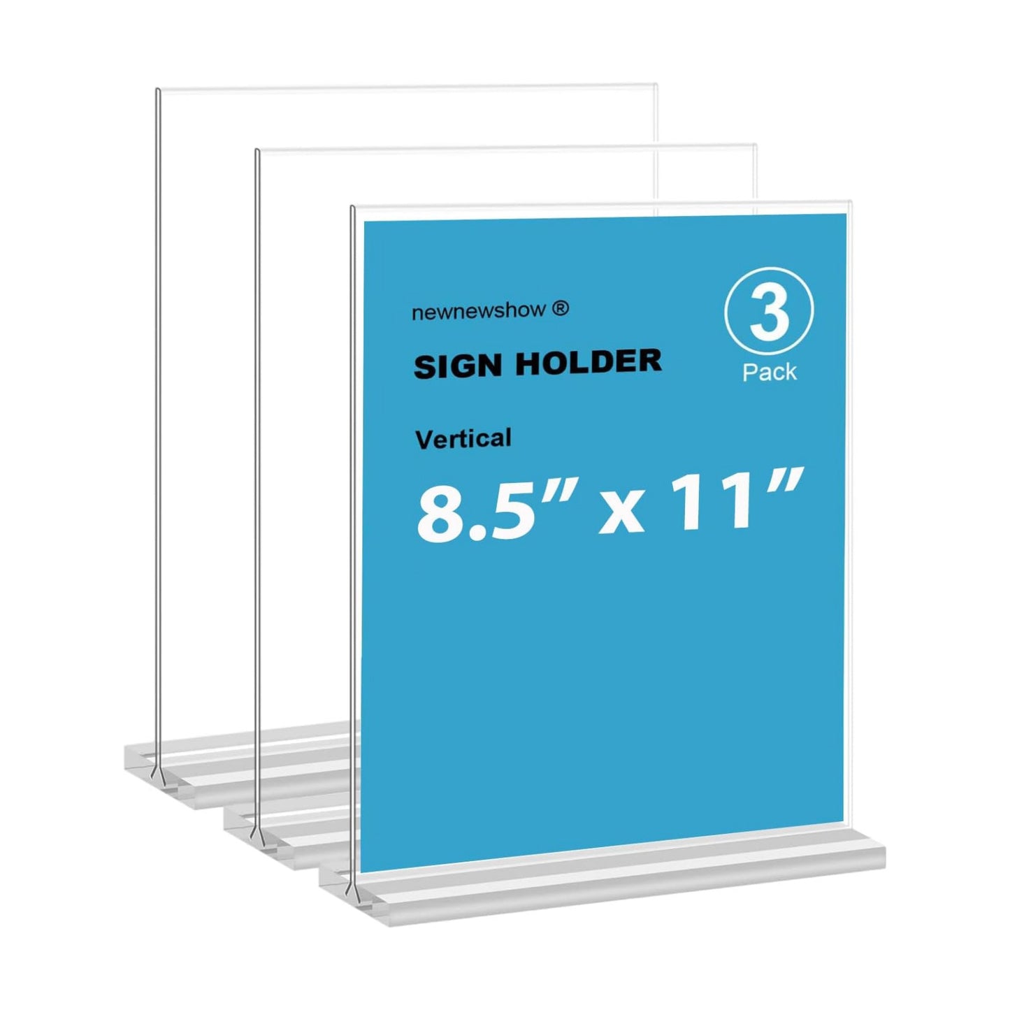 Acrylic Sign Holder Vertical Double-Sided Display Optional Horizontal / 8.5*11 / 8.5 x 11 / Set of 3