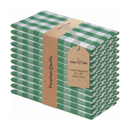 Urban Villa Cloth Napkins Cotton 20x20 (Set of 12) Hunter White