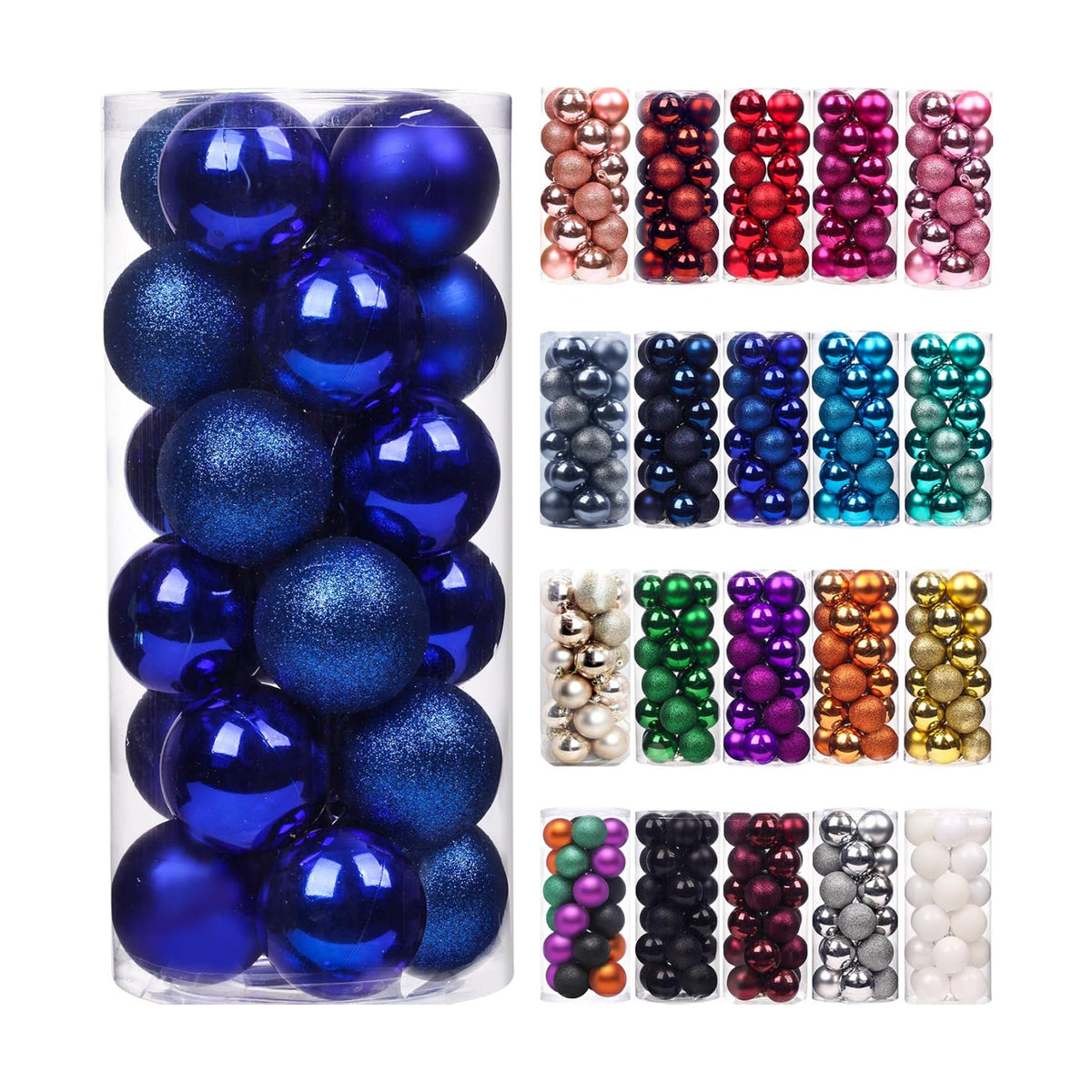 Emopeak 24 Count Navy Blue Christmas Balls Ornaments 2.5 Inch