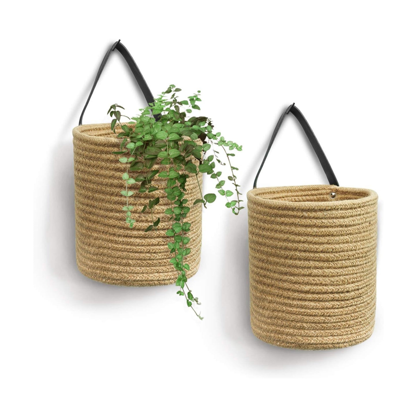 Small Woven Fern Hanging Rope Basket Flower Plants Wall Basket Decor Set Boho / Jute / Set of 2