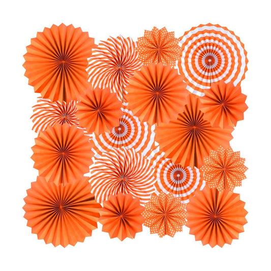 18Pc Party Hanging Orange Paper Fans, Fall Orange Round Folding Fans Wall Decor Paper Garlands Flower Decoration for Fall Party Decorations Thanksgiving Halloween Birthday Festival Wedding