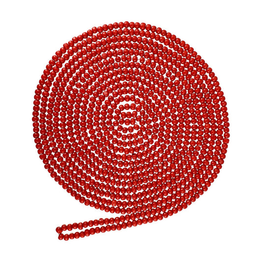 1 Piece Christmas Wooden Bead Garland Round Farmhouse Vintage Wood Bead / Burgundy / 19.7 ft