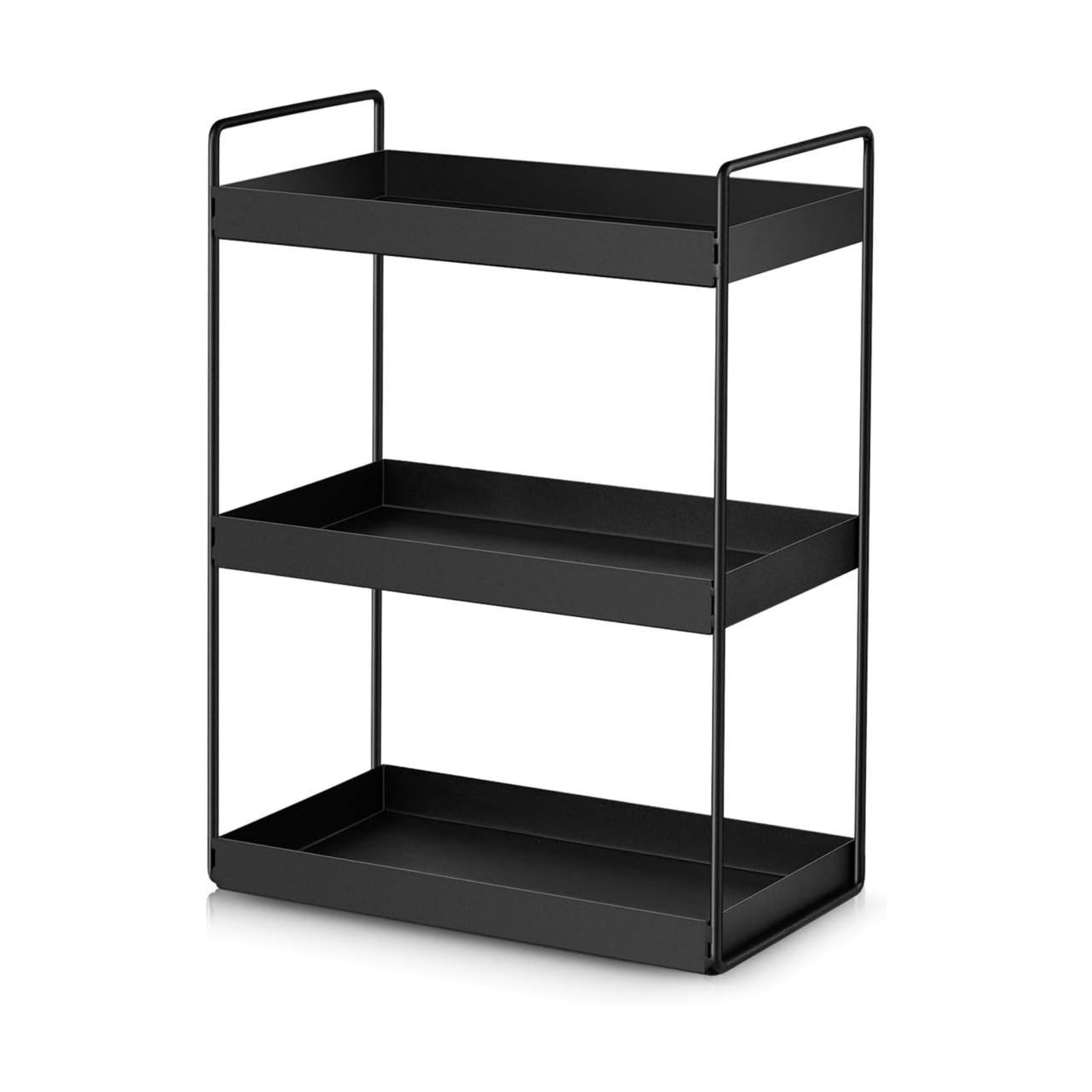 3-Tier Bathroom Countertop Organizer, Black, 12.2" L x 6.7" W x 16.9" H | Vanity Tray, Cosmetic & Makeup Storage