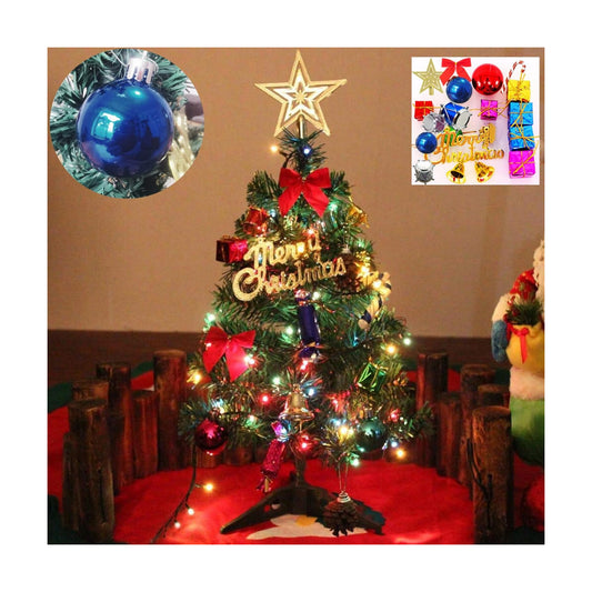 Mini Christmas Tree Small Christmas Tree with LED Lights Ornaments Tabletop Artificial Christmas Decorations Indoor Christmas Decor 24"/60cm
