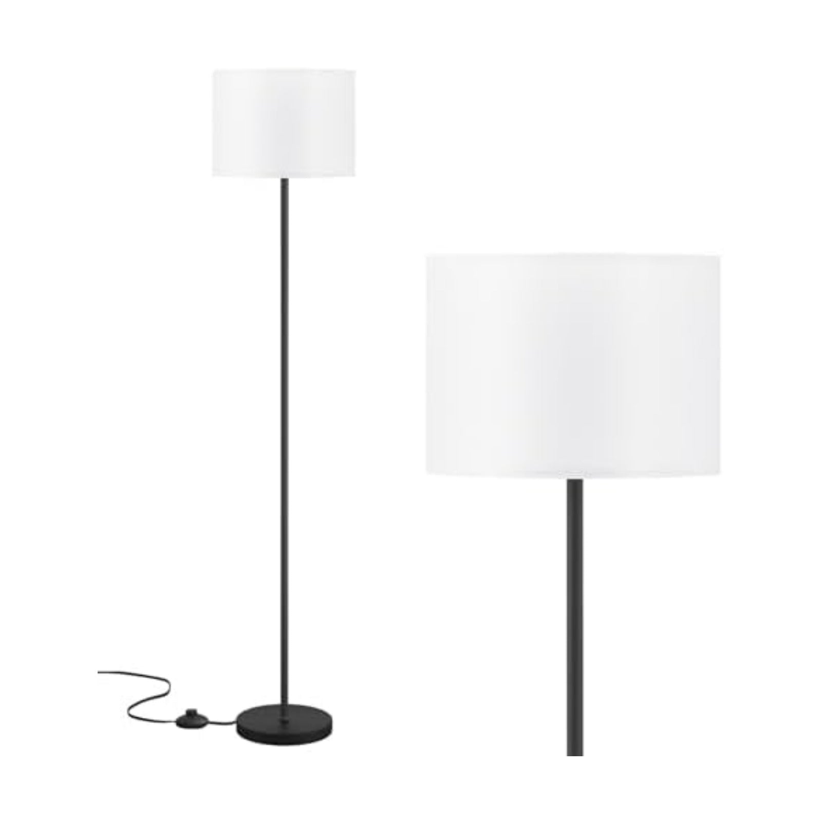 Modern Floor Lamp Simple Design with White Shade & Foot Pedal Switch