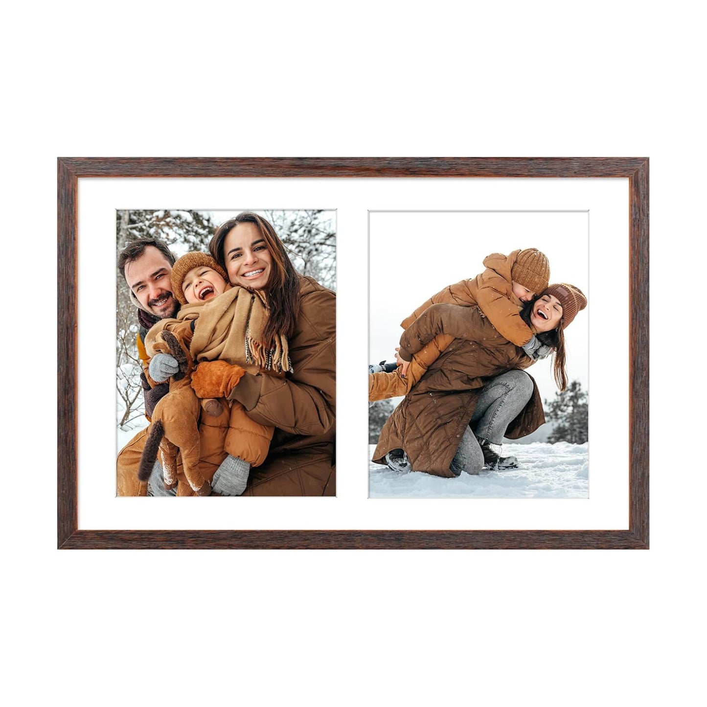 Golden State Art 12x19 Distressed Brown Picture Frame For Two 8x10 Photos | 1 Pack,Matted to Double 8x10,Solid Wood