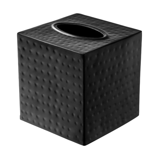 Black Metal Tissue Holder Box / Matte Black / Hand Hammered