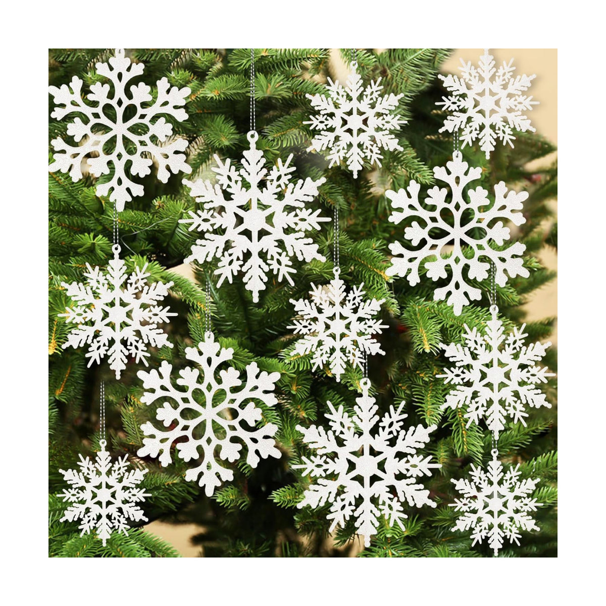 kockuu Christmas Decorations Snowflake Ornament White for Tree Decor Craft