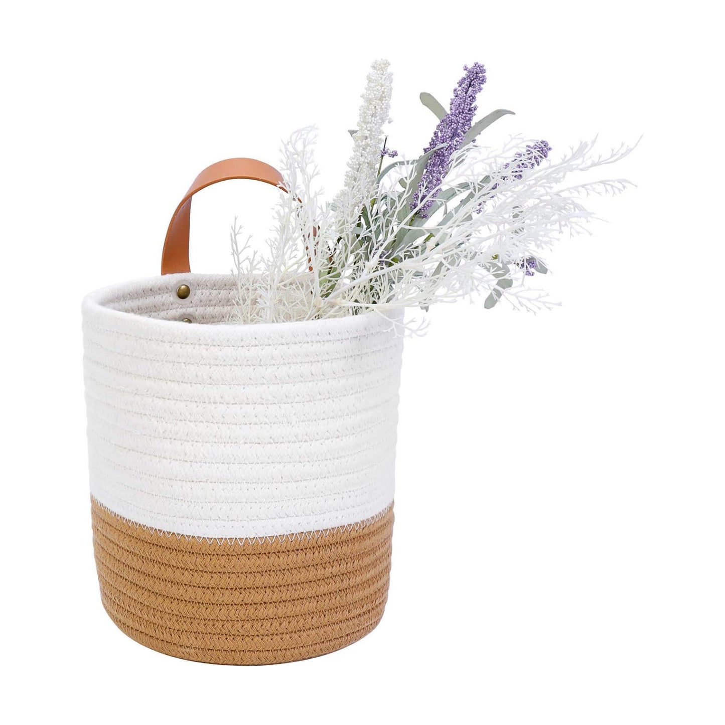 Small Wicker Wall Baskets / White and Brown