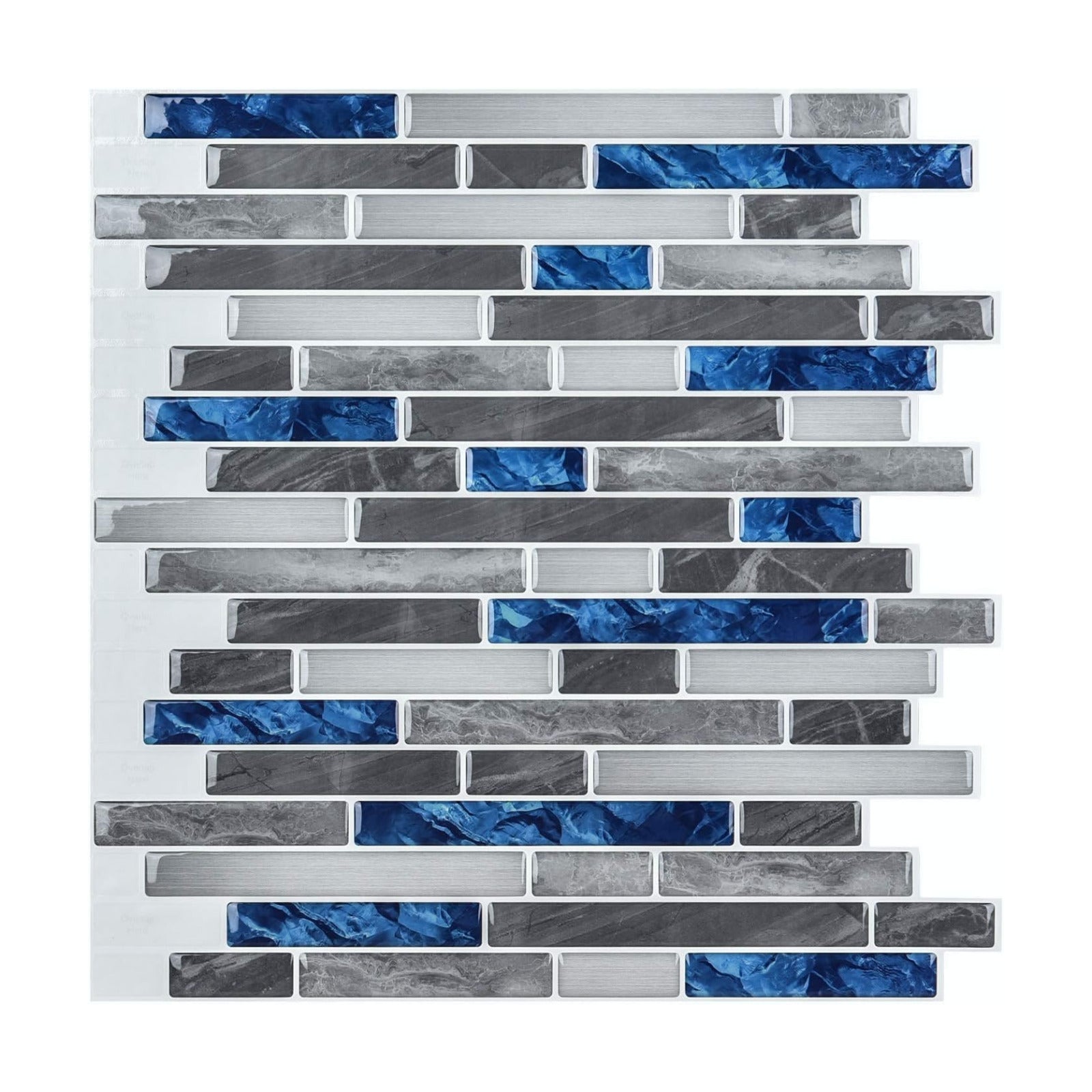 Peel & Stick Brick Kitchen Backsplash Self-Adhesive Wall Tile Stone Design / Blue