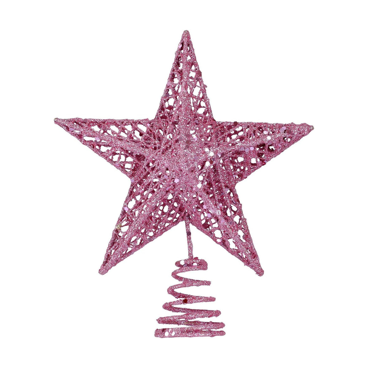 BinaryABC Christmas Tree Topper Star,Glittering Christmas Tree Decoration Ornaments,20cm (Pink)