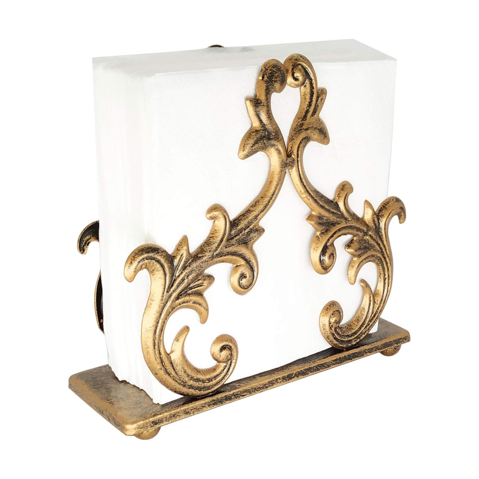 Decorative Metal Tissue Rack for Tabletop / Bronze / One Size / 6 x 2 x 5.3