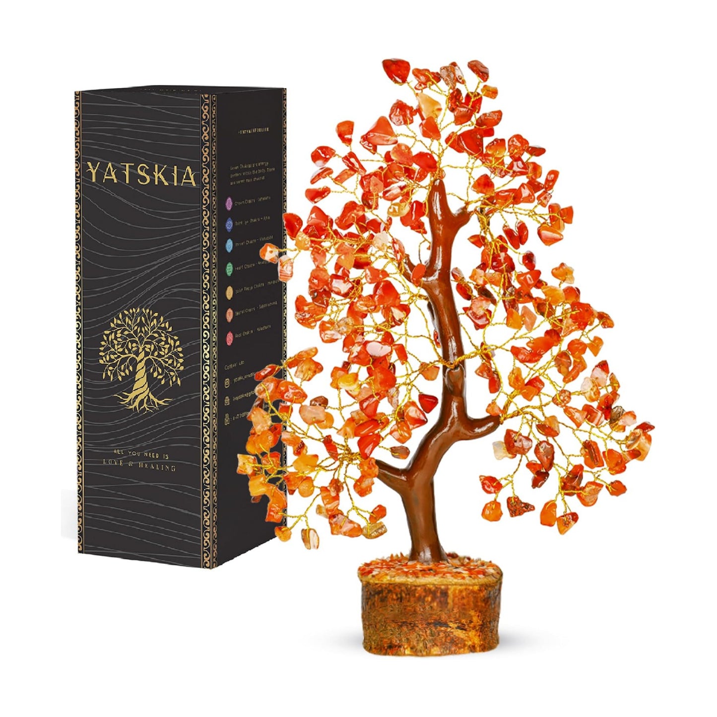 YATSKIA Carnelian Crystal Tree | Natural Crystal Desk Decor for Women | Crystals and Stones | Money Tree Decor
