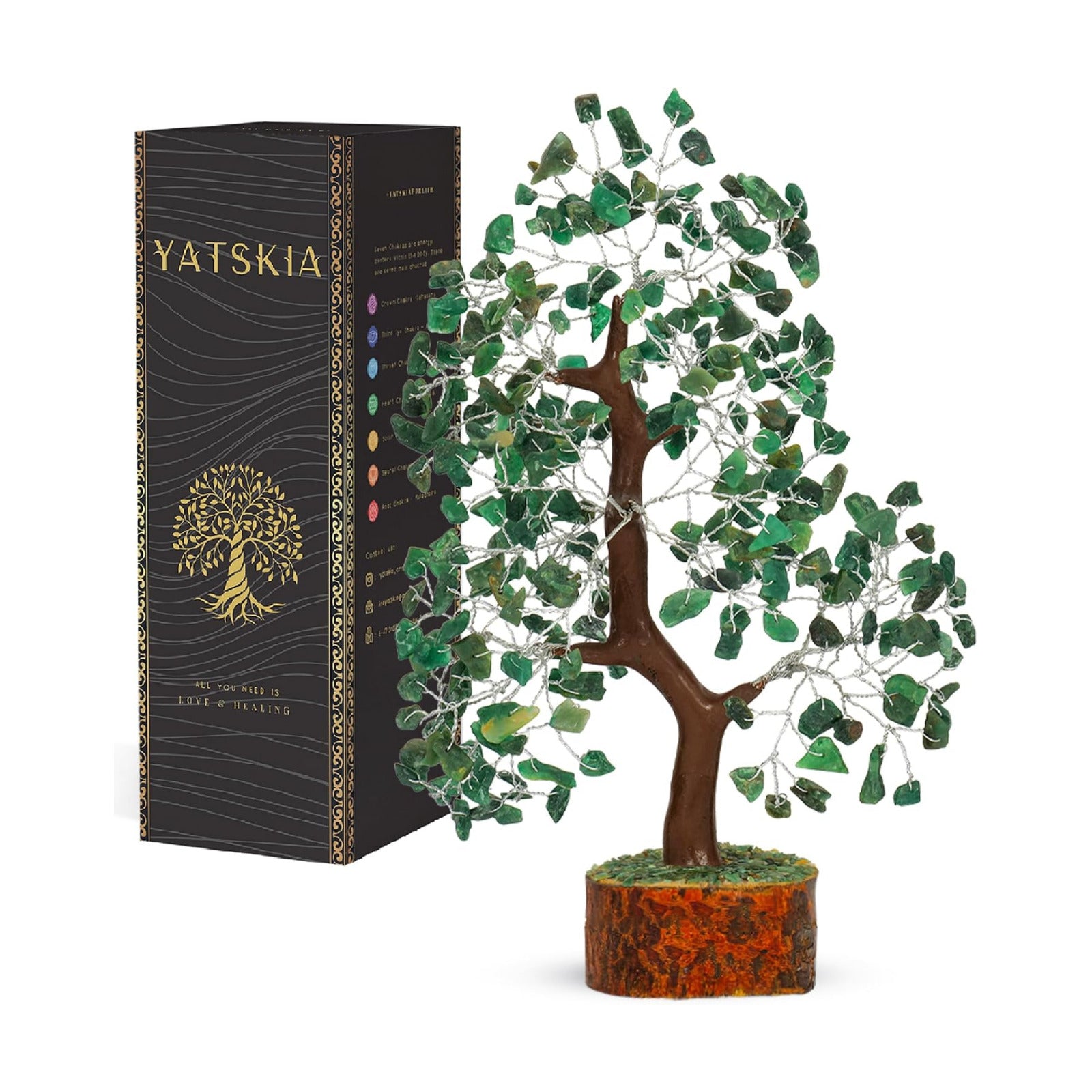 YATSKIA Green Aventurine Crystal Tree | Gem Stone Tree Table Decor | Feng Shui Decor | Crystal and Stone Decor
