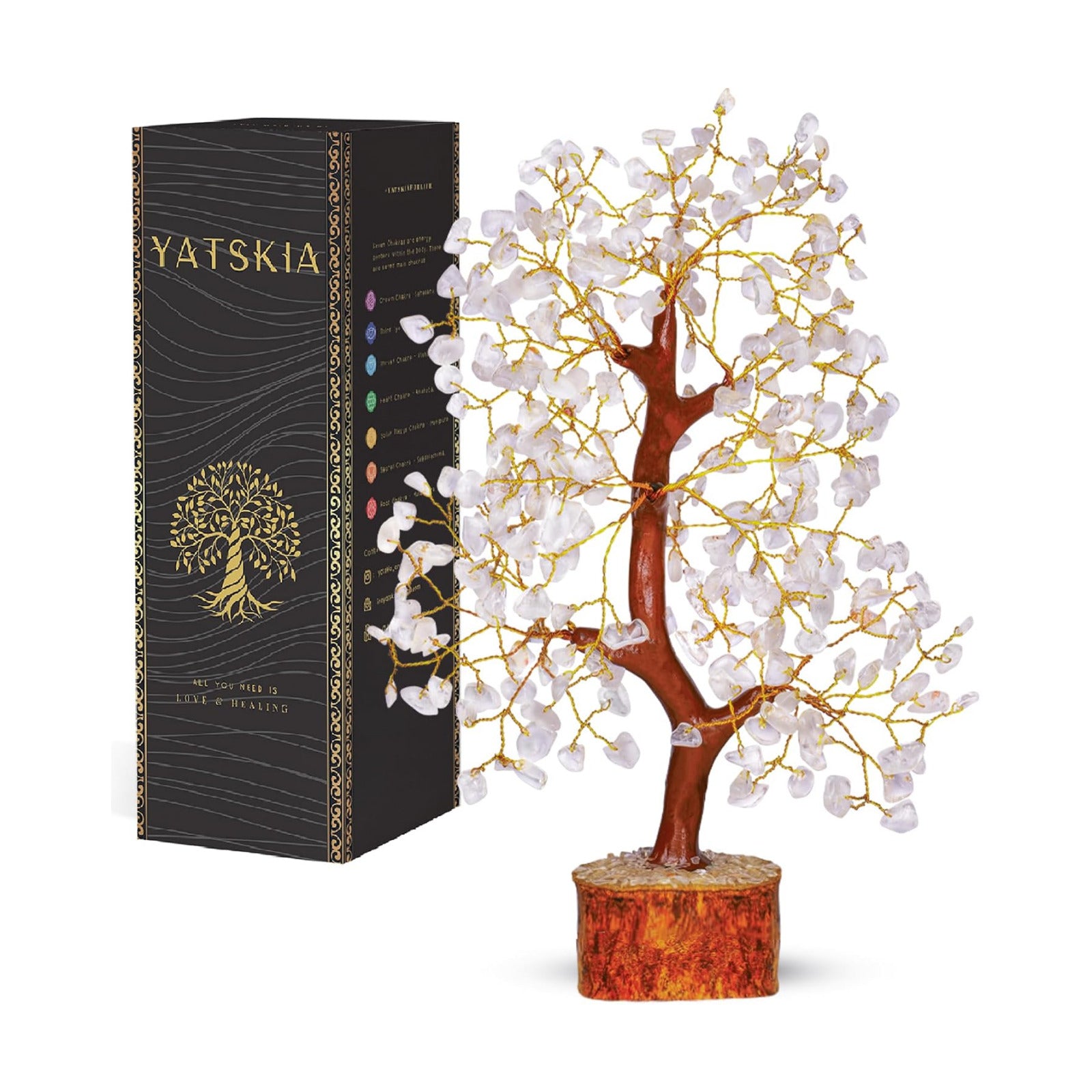 YATSKIA Clear Quartz Crystal Tree | Crystal Bonsai Tree Desk Decor | Crystals and Stones | Home Office Decor | Birthday