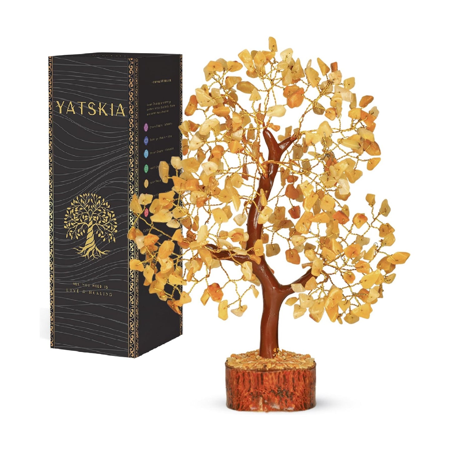 YATSKIA Yellow Aventurine Crystal Tree | Positive Energy Crystals Gem Tree | Crystals and Stones | Coffee Table Decor