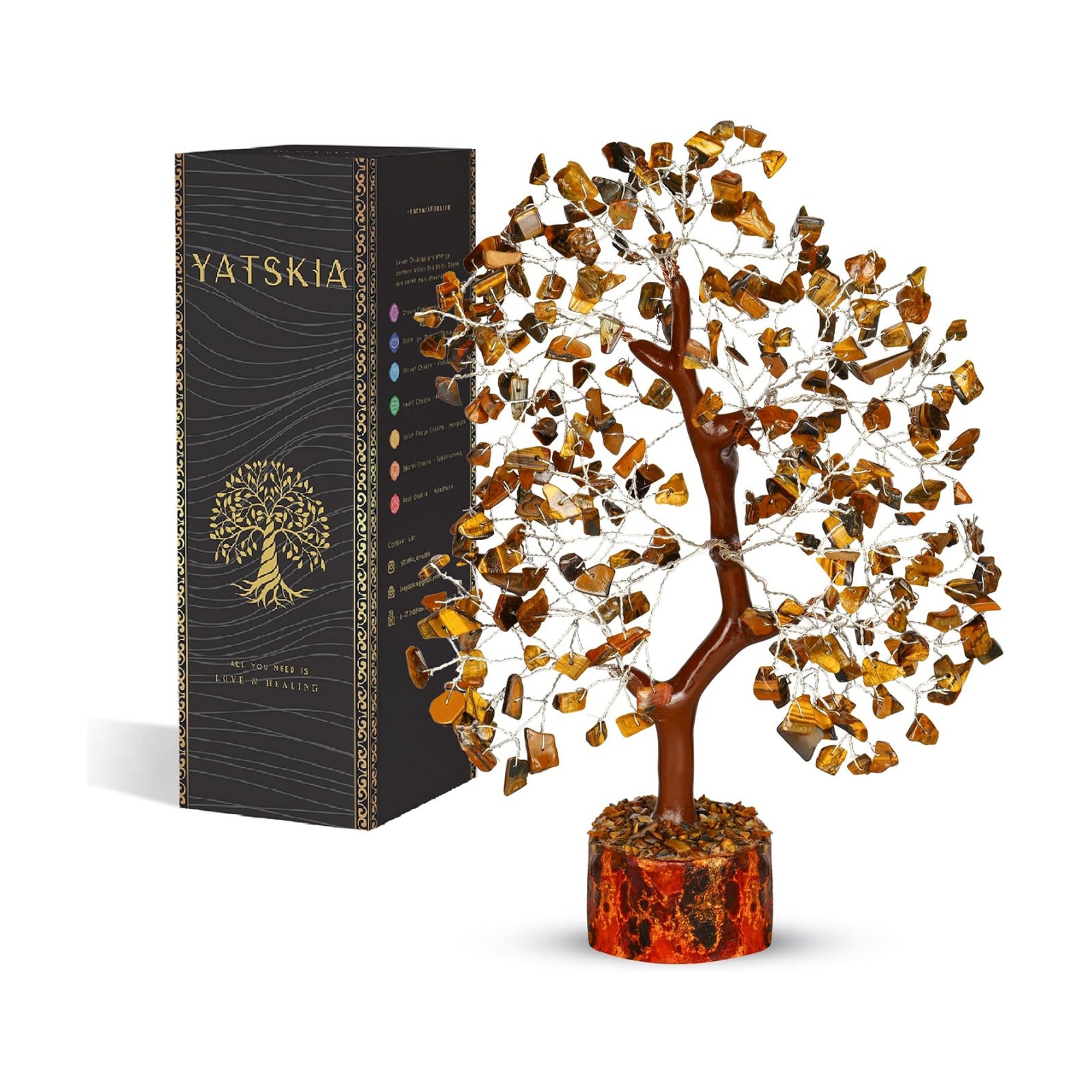 YATSKIA Tiger Eye Crystal Tree | Crystal Tree Decor | Spritual Gifts | Desk Decor for Women | Birthday Gifts for Women