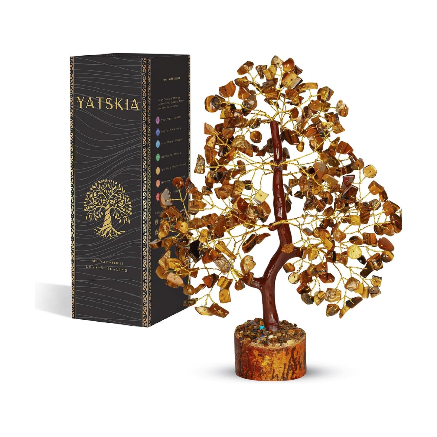 YATSKIA Tiger Eye Crystal Tree | Feng Shui Money Tree | Thank You Gifts | Crystals and Gemstones | Meditation Room
