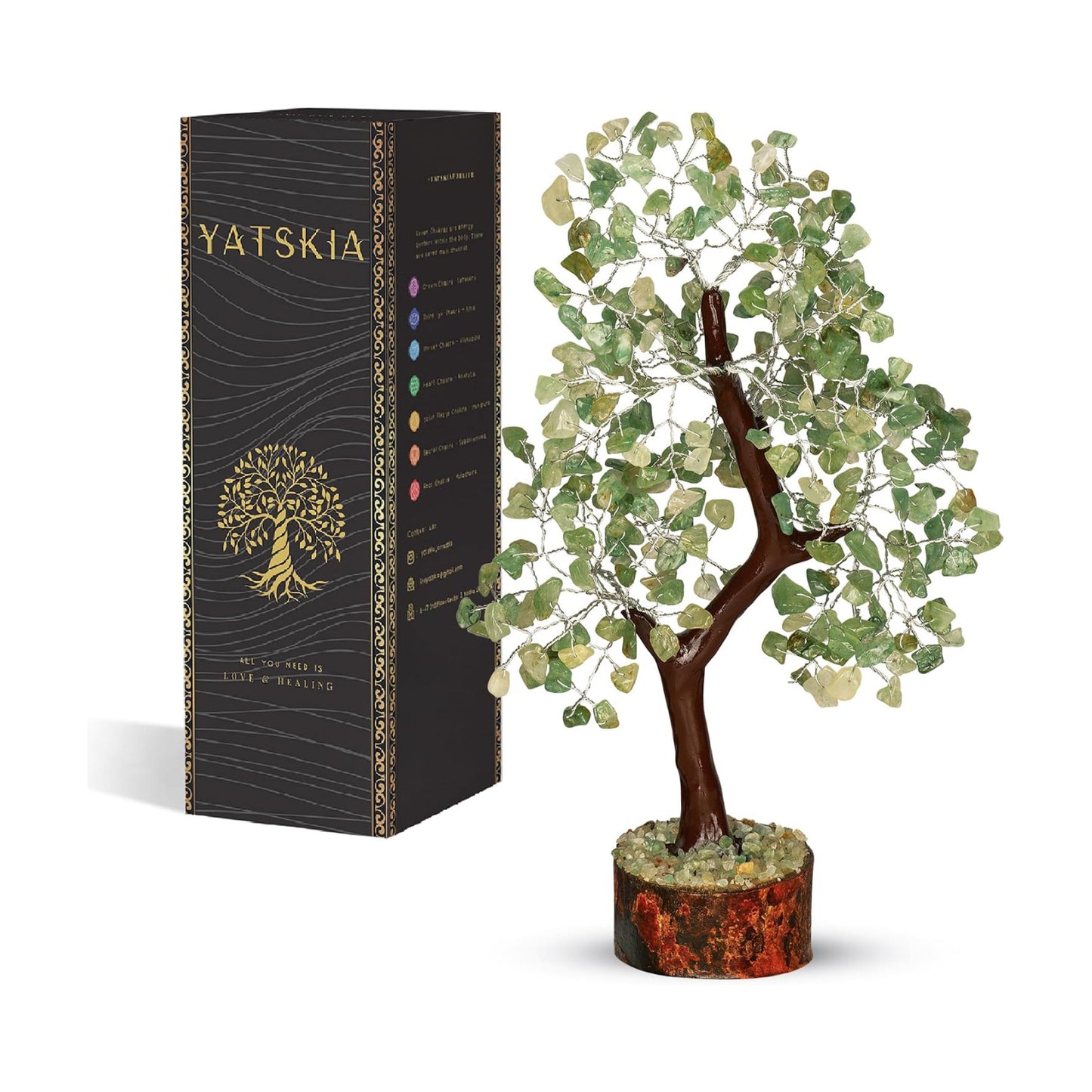YATSKIA Green Jade Crystal Tree | Feng Shui Tree | Crystal Gifts | Home Decor Gifts for Women | Natural Stone Tree