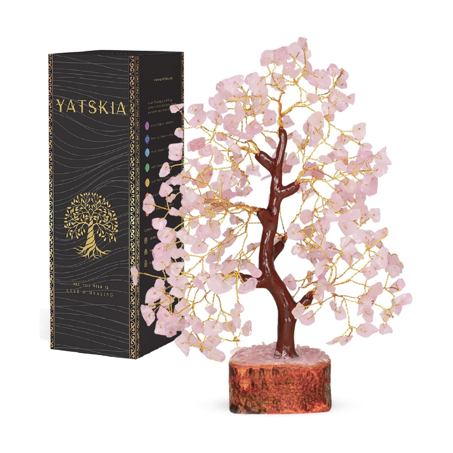 YATSKIA Rose Quartz Tree | Crystal Tree Gifts for Women | Gemstone Decor | Crystals and Gemstones | Pink Home Decor