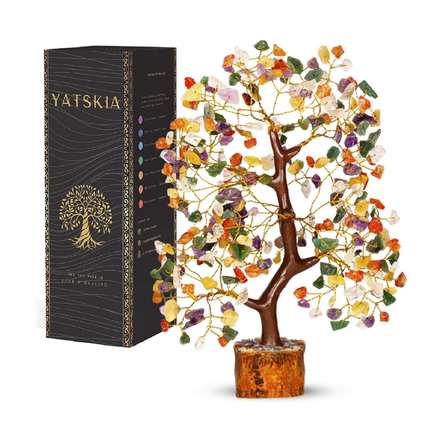 YATSKIA Mix Chakra Crystal Tree | Chakra Tree of Life | Spiritual Gifts | Crystals and Gemstones | Birthday Gifts for