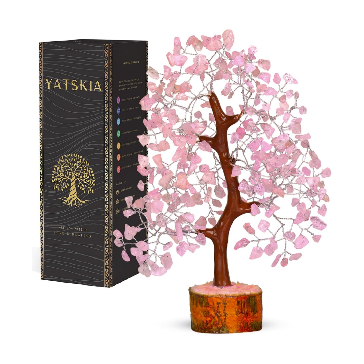 YATSKIA Rose Quartz Crystal Tree of Life | Birthday Gifts for Women | Feng Shui Money Tree | Boho Home Decor | Gifts