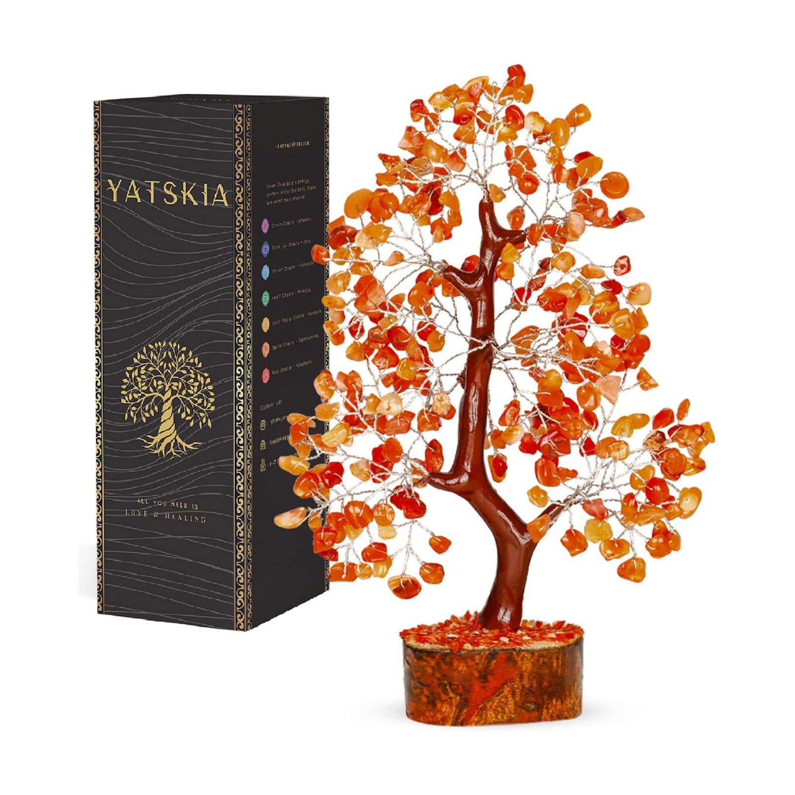 YATSKIA Carnelian Crystal Tree | Crystal Gem Tree | Gemstones and Crystals | Gemstones and Crystals | Desk Decor for