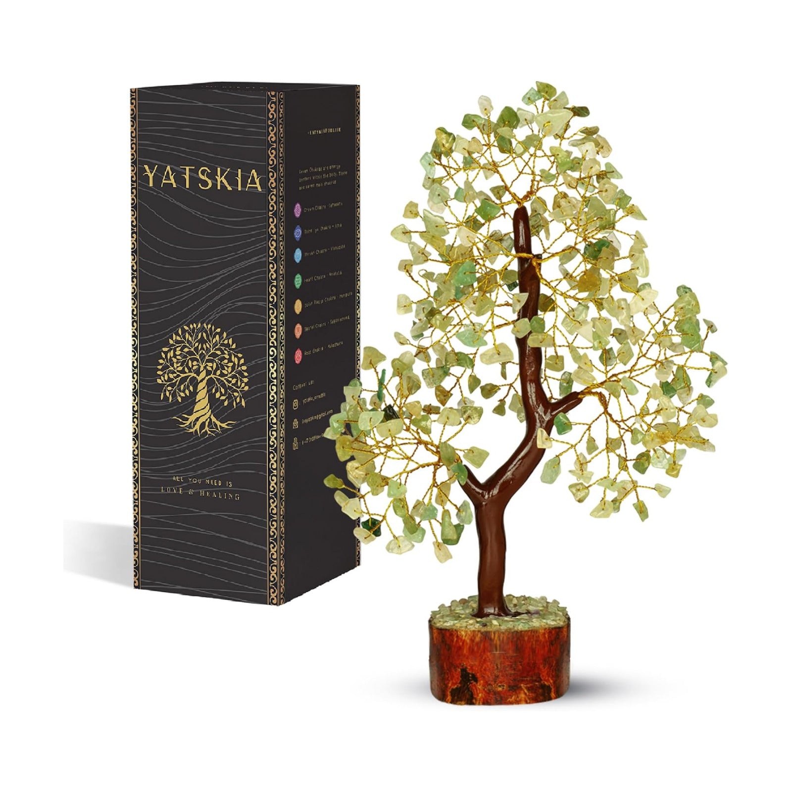 YATSKIA Green Jade Crystal Tree | Crystal Money Tree | Gifts for Mom | Bonsai Tree Decor | Feng Shui Decor | Birthday