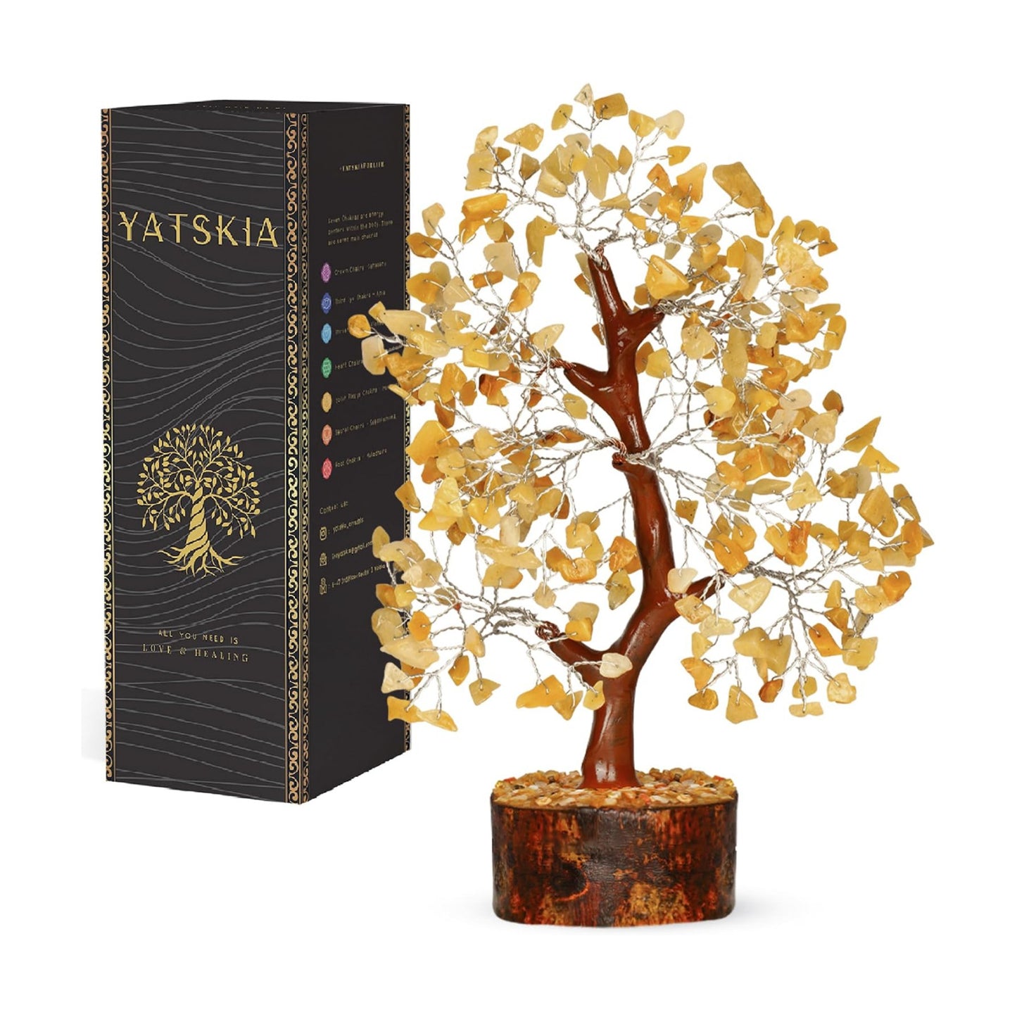 YATSKIA Yellow Aventurine Crystal Tree | Natural Crystal Money Tree | Crystals and Stones | Housewarming Gifts New Home