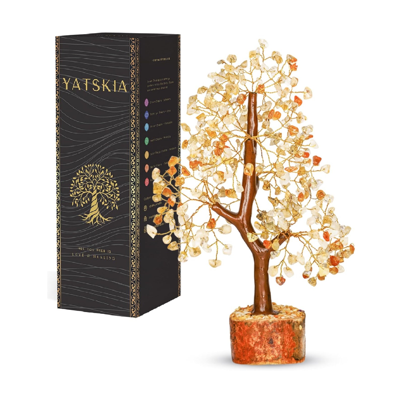 YATSKIA Citrine Tree | Gemstone Money Tree Feng Shui Crystals Decor | Bonsai Tree Decor | Feng Shui Money Tree