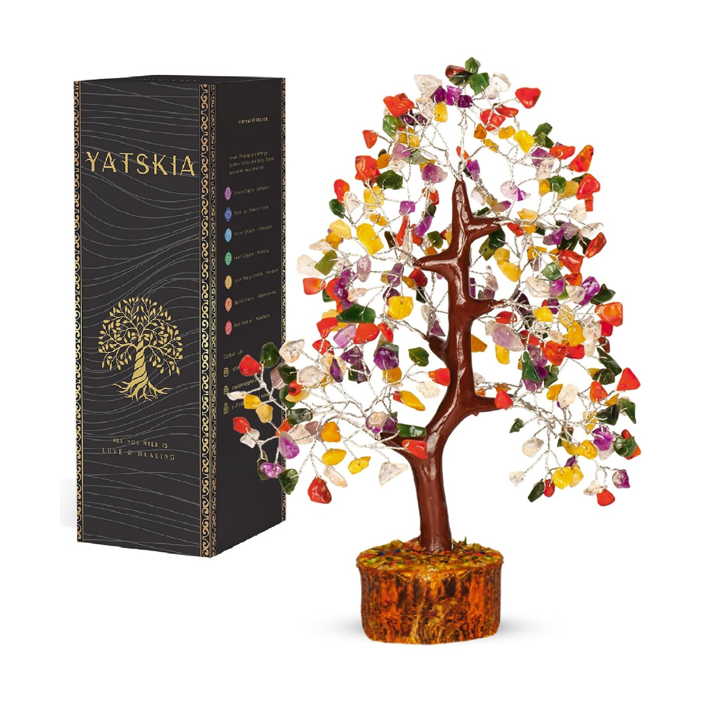 YATSKIA Mix Chakra Crystal Tree | Gemstone Tree | Healing Crystals Gift | Chakra Tree of Life | Crystals and Gemstones