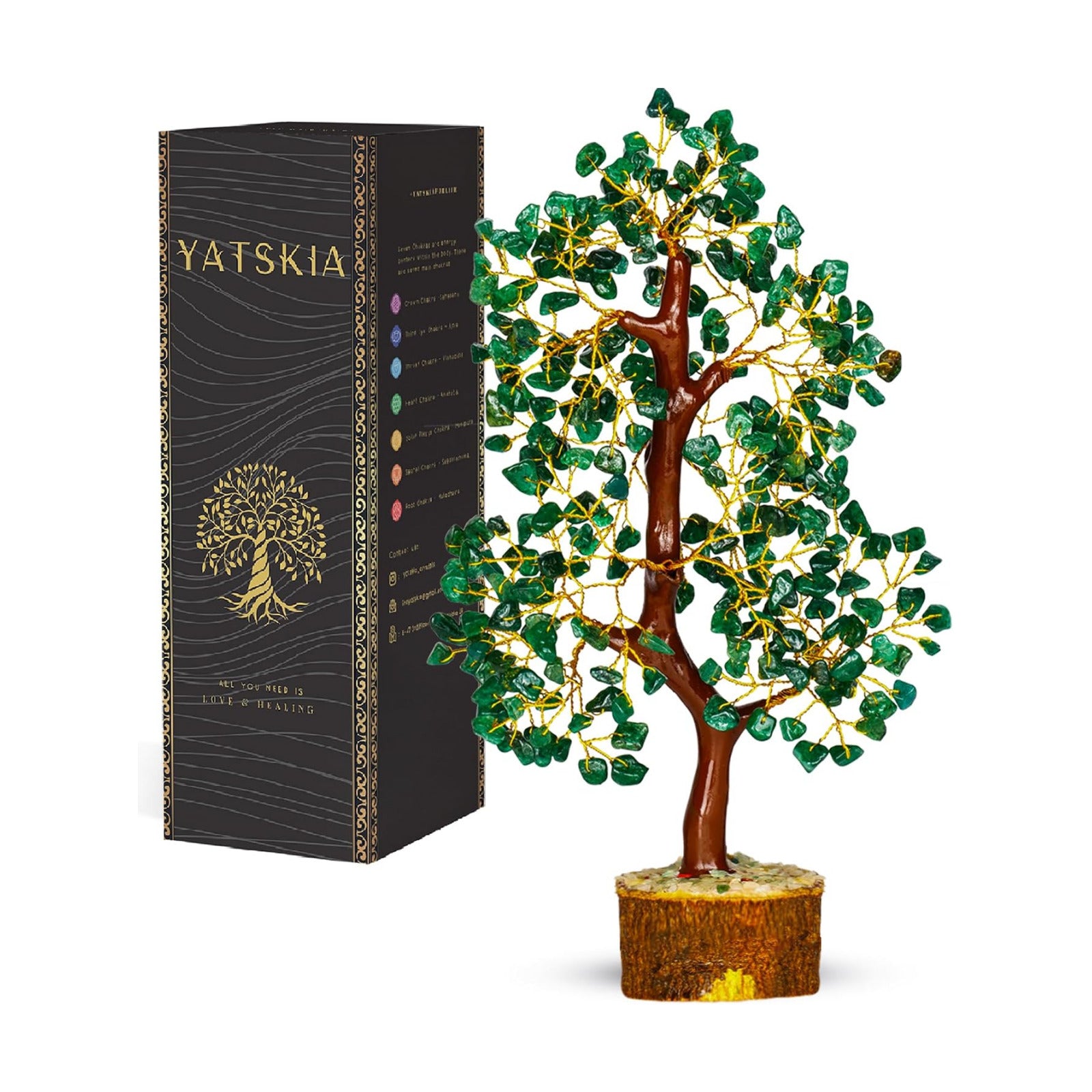 YATSKIA Green Aventurine Crystal Tree | Healing Stones Money Tree | Crystal Tree Decor | Unique Gifts for Women