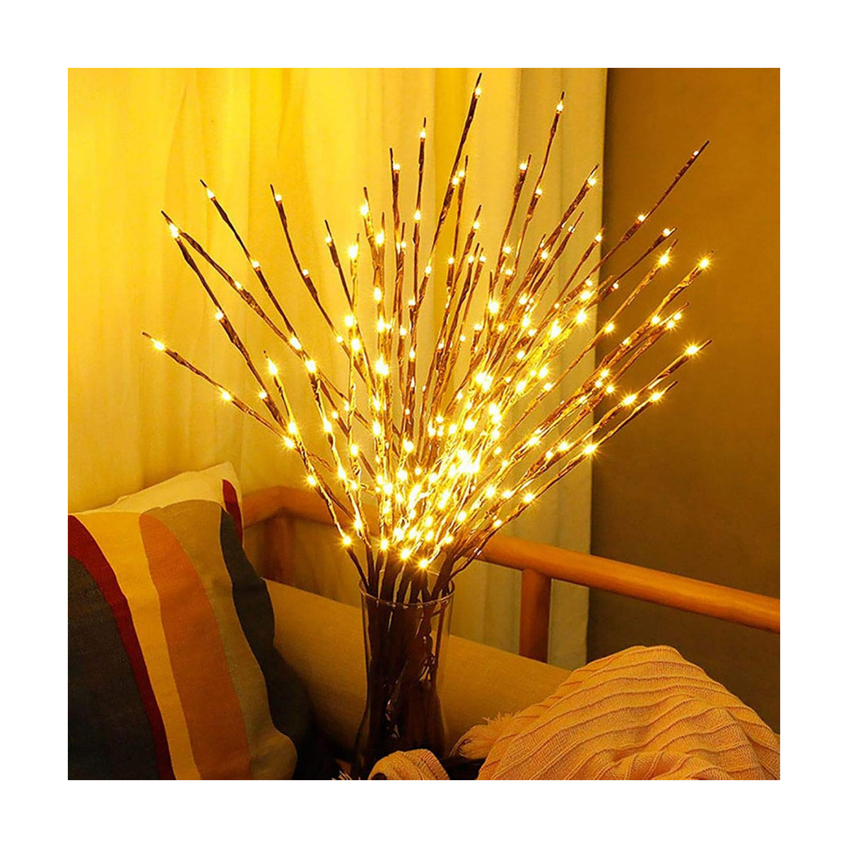 DK177 2 Pack Led Branch Light Battery Operated Lighted Branch Vase Filler Willow Tree Artificial Little Twig Power Brown 30 Inch 20 LED for Home Romantic Decoration, Warm White