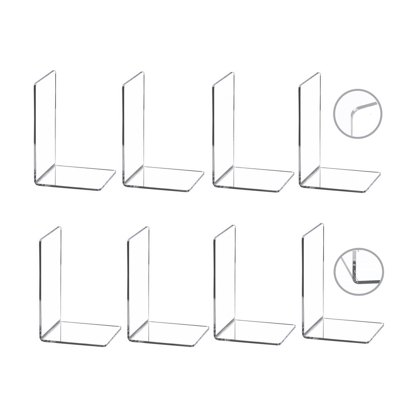 Acrylic Bookends / Book / Clear / Set of 8