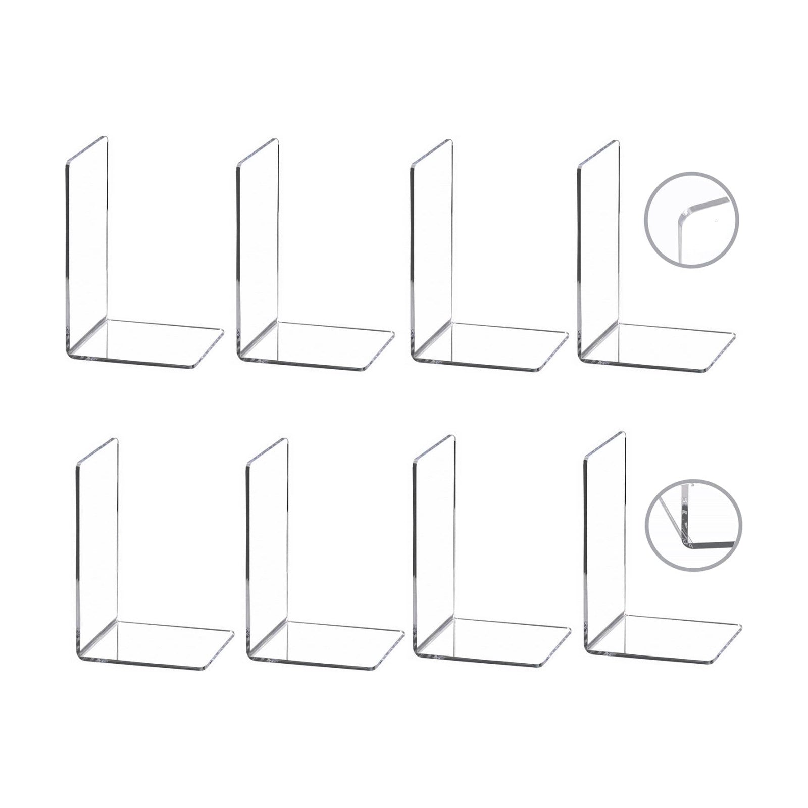 Acrylic Bookends / Book / Clear / Set of 8