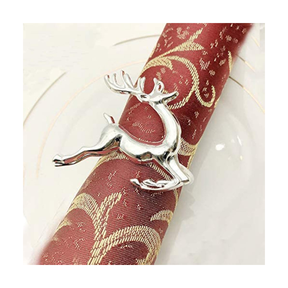 Napkin Rings Set of 8 Silver Set of 8 Napkin Rings Christmas, Holidays, Thanksgiving Deer -o