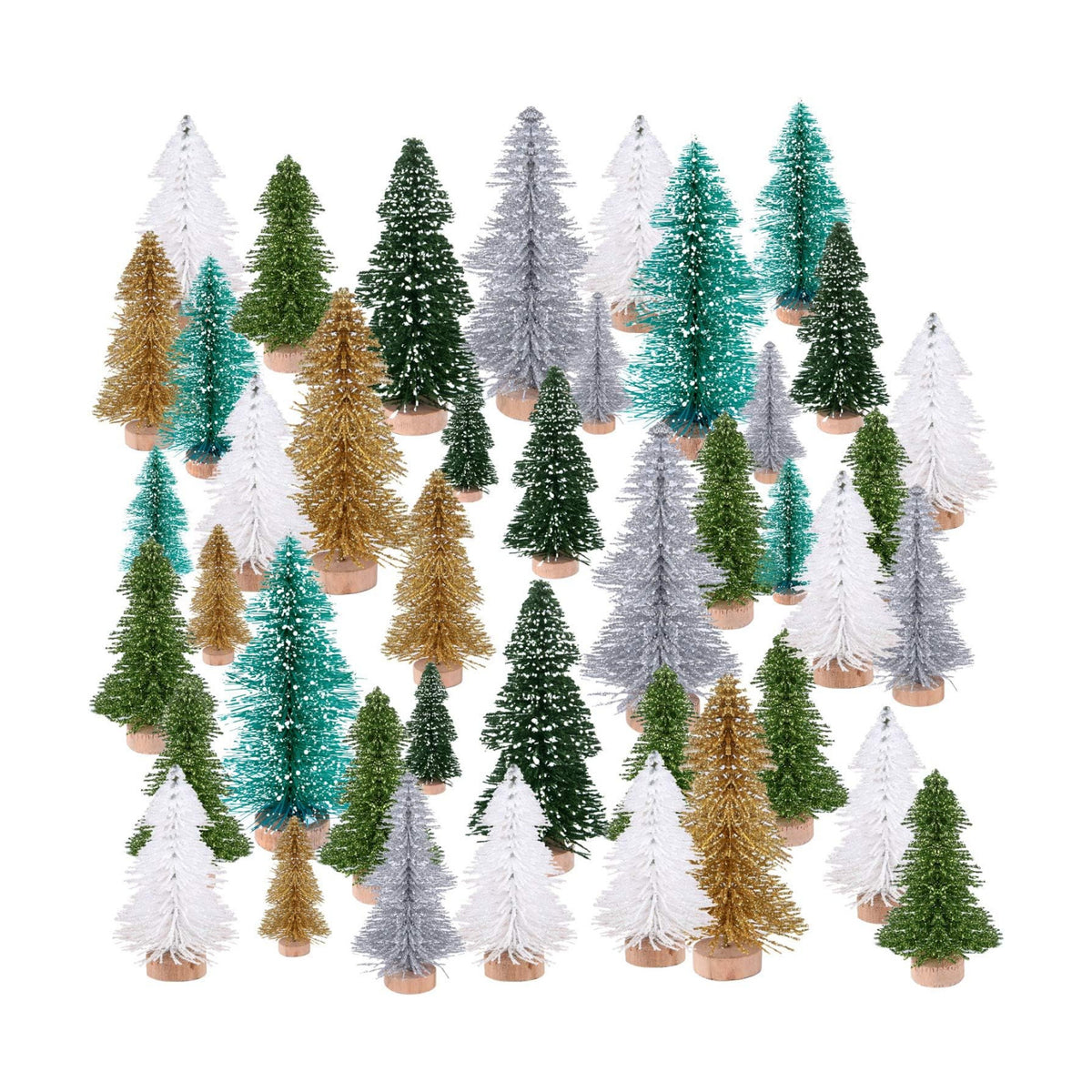 KUUQA 30Pcs Multicolor Mini Christmas Village Trees