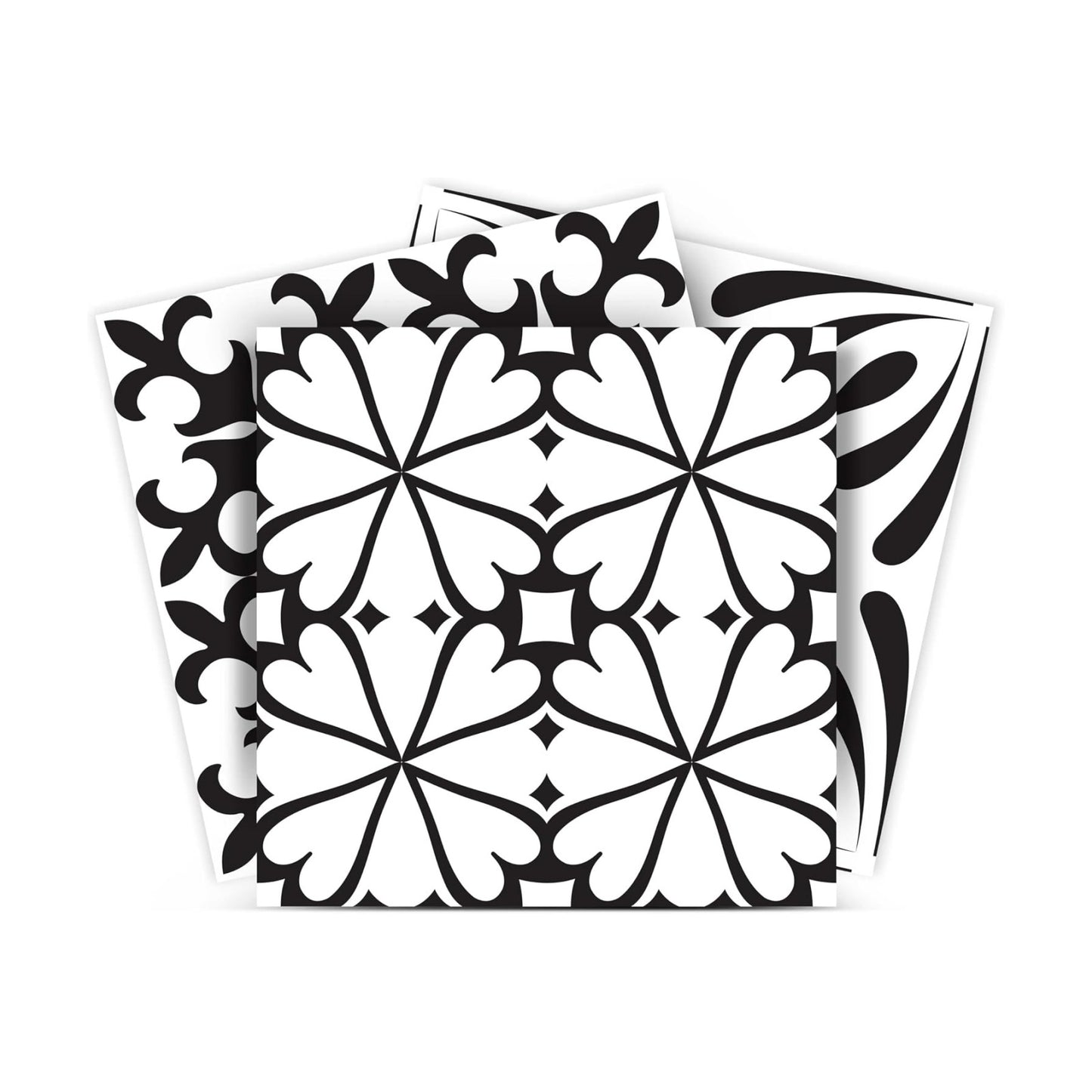 White Tile Stickers Peel and Stick Tile Stickers 24 PC Set backsplash Tile Decals / 4 x 4 / Black