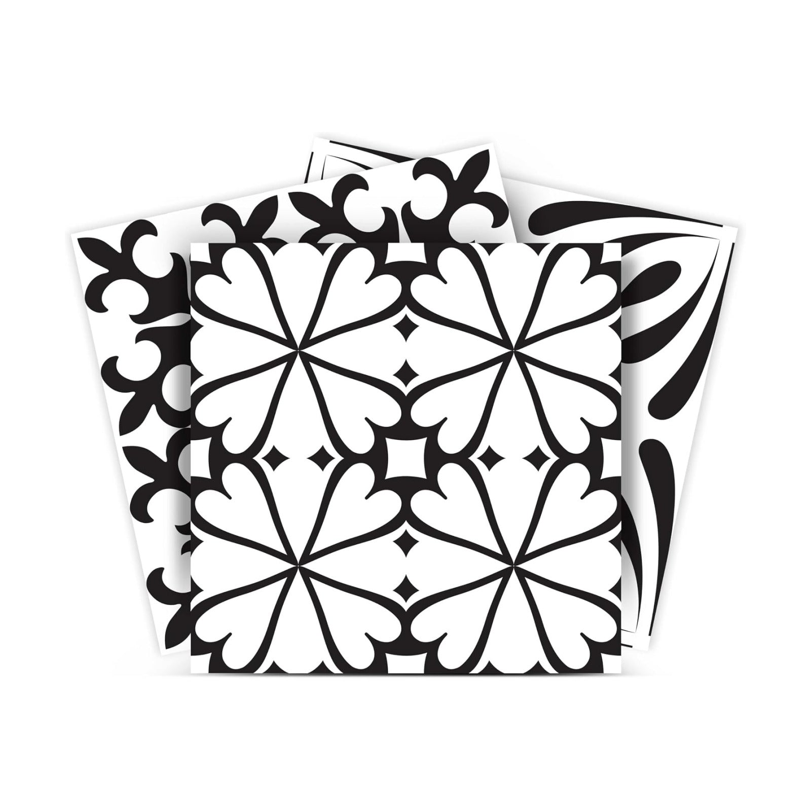 White Tile Stickers Peel and Stick Tile Stickers 24 PC Set backsplash Tile Decals / 4 x 4 / Black