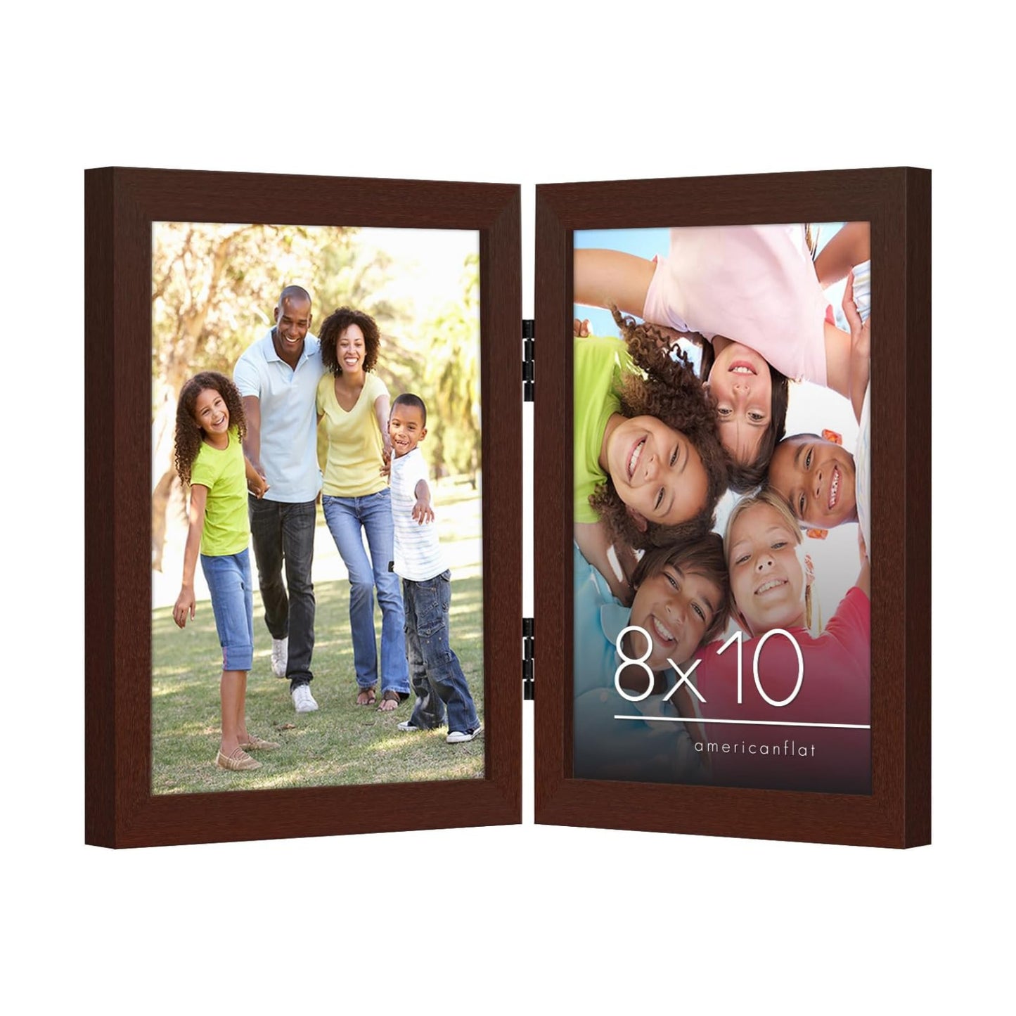 Americanflat Hinged 8x10 Picture Frame with Shatter-Resistant Glass - Double Picture Frames with Engineered Wood