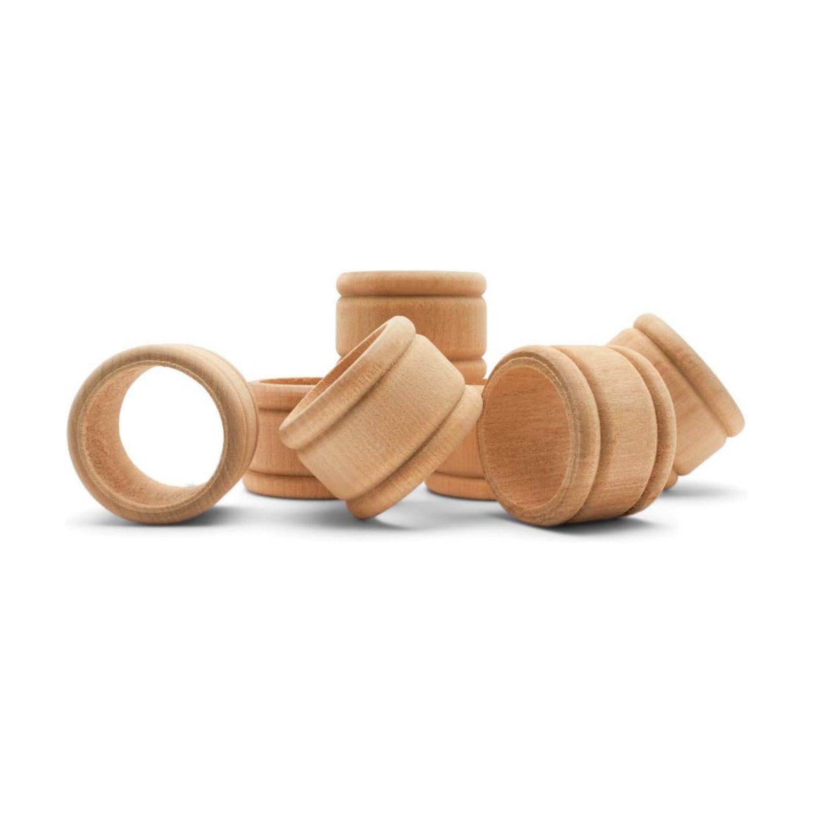 Unfinished Wood Napkin Rings Set of 24, 1-3/4 Inch Wooden Napkin Rings for Decorating and Crafting, Colonial Style, by