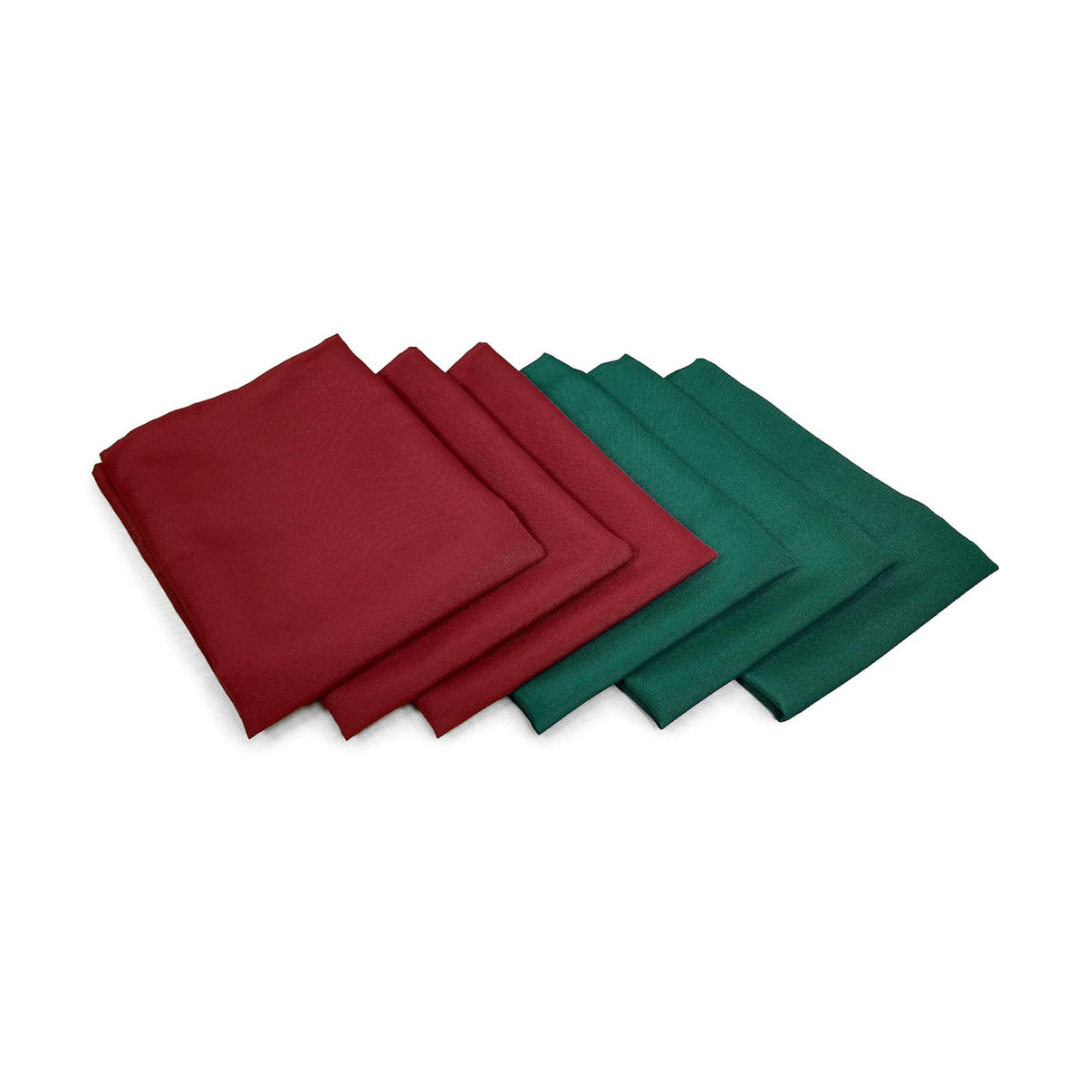 TableLinensforLess Pack of 6, Maroon/Dark Green Christmas Cloth Napkins, Size 20in.x 20in. Polyester Poplin Napkins with Hemmed Edges, Machine Washable Napkins Ideal for Parties, Weddings and Dinner