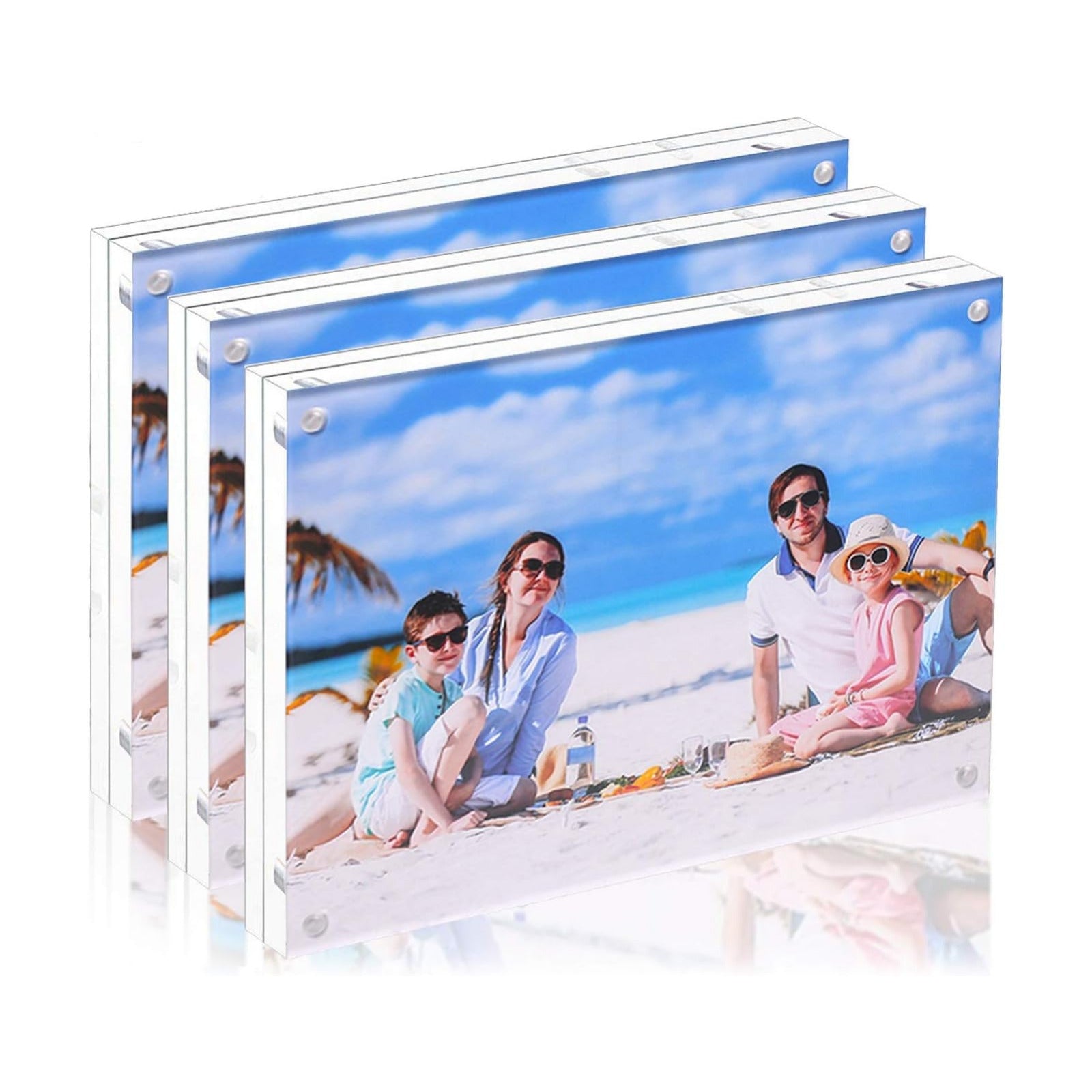 3Pack 8x10 Acrylic Photo Frames Double Sided Magnetic Picture Frame | with Stand Double Sided 10mm frame,placed