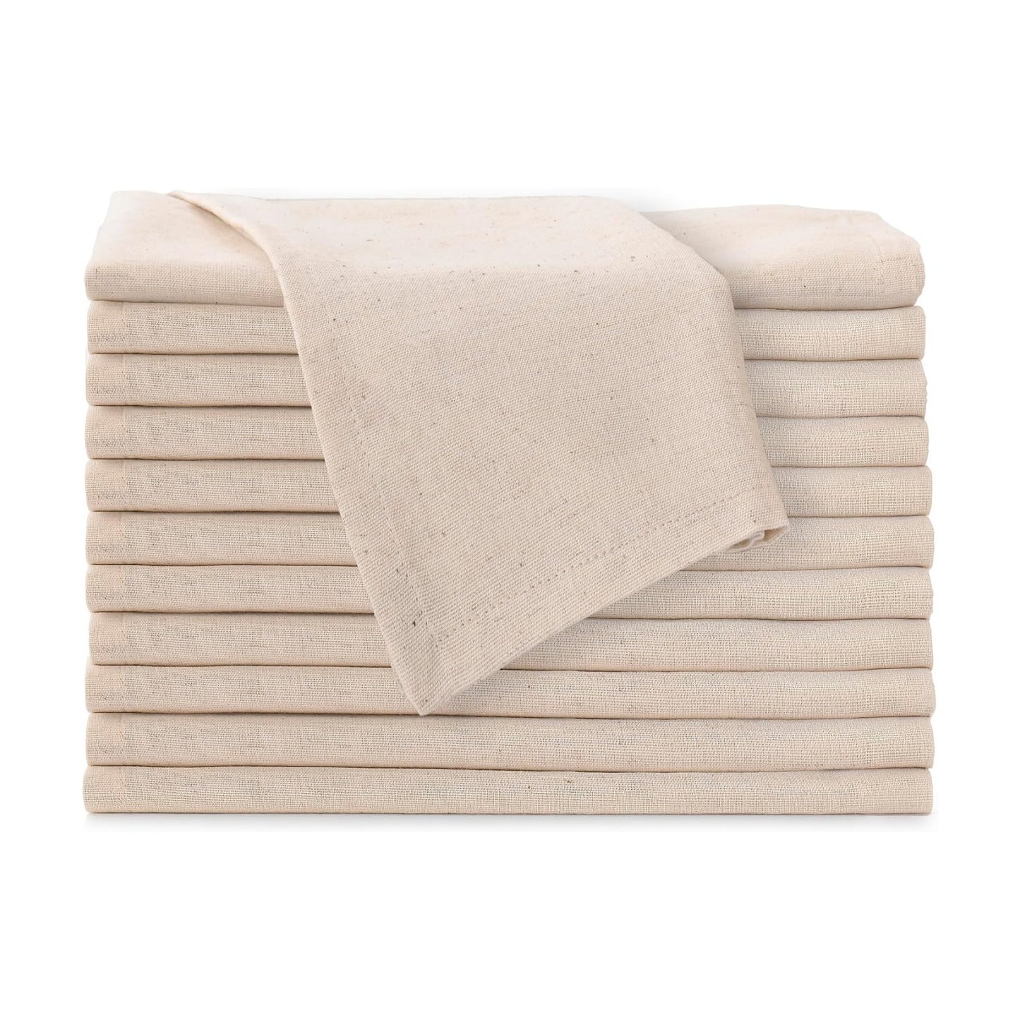 FINGERCRAFT Cloth Napkin, Cotton Linen, Set of 12, 20x20 inch, Ivory | Mitered, premium quality, soft, absorbent