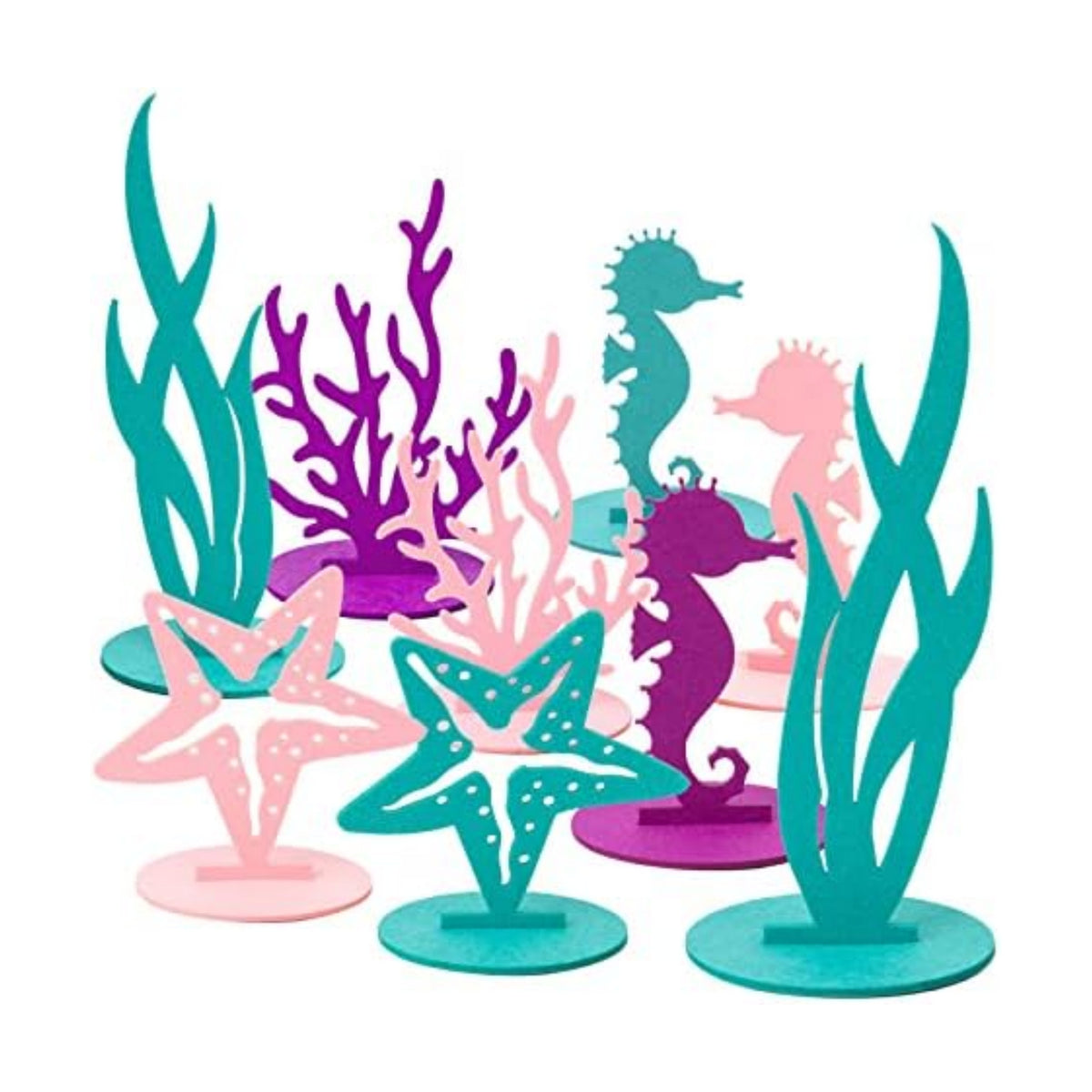 SUNBEAUTY 20Pcs Mermaid Party Decoration DIY Felt Under The Sea Table Centerpiece Ocean Theme Seahorse Starfish Seaweed Birthday Baby Shower Little Mermaid Girl Birthday Party Supplies