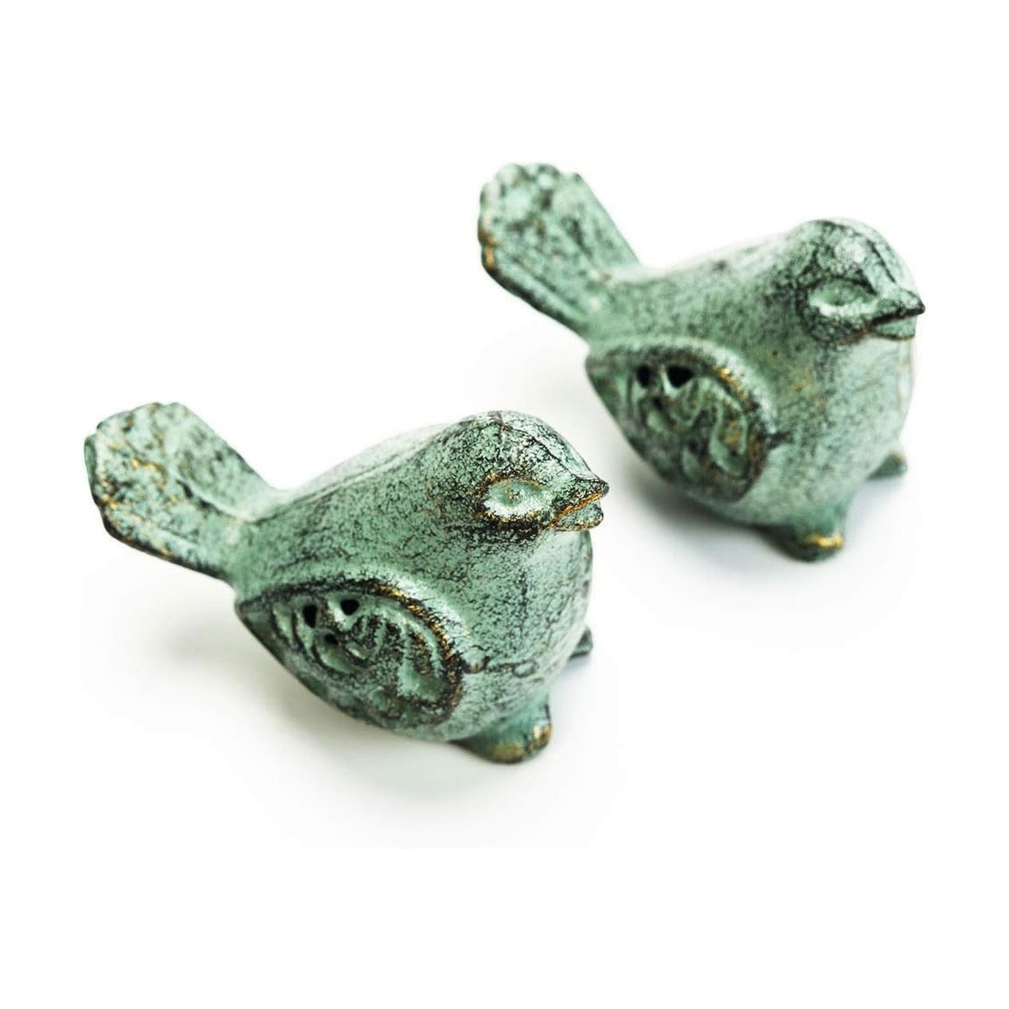 Cast Iron Desktop Ornament / Green & Birds