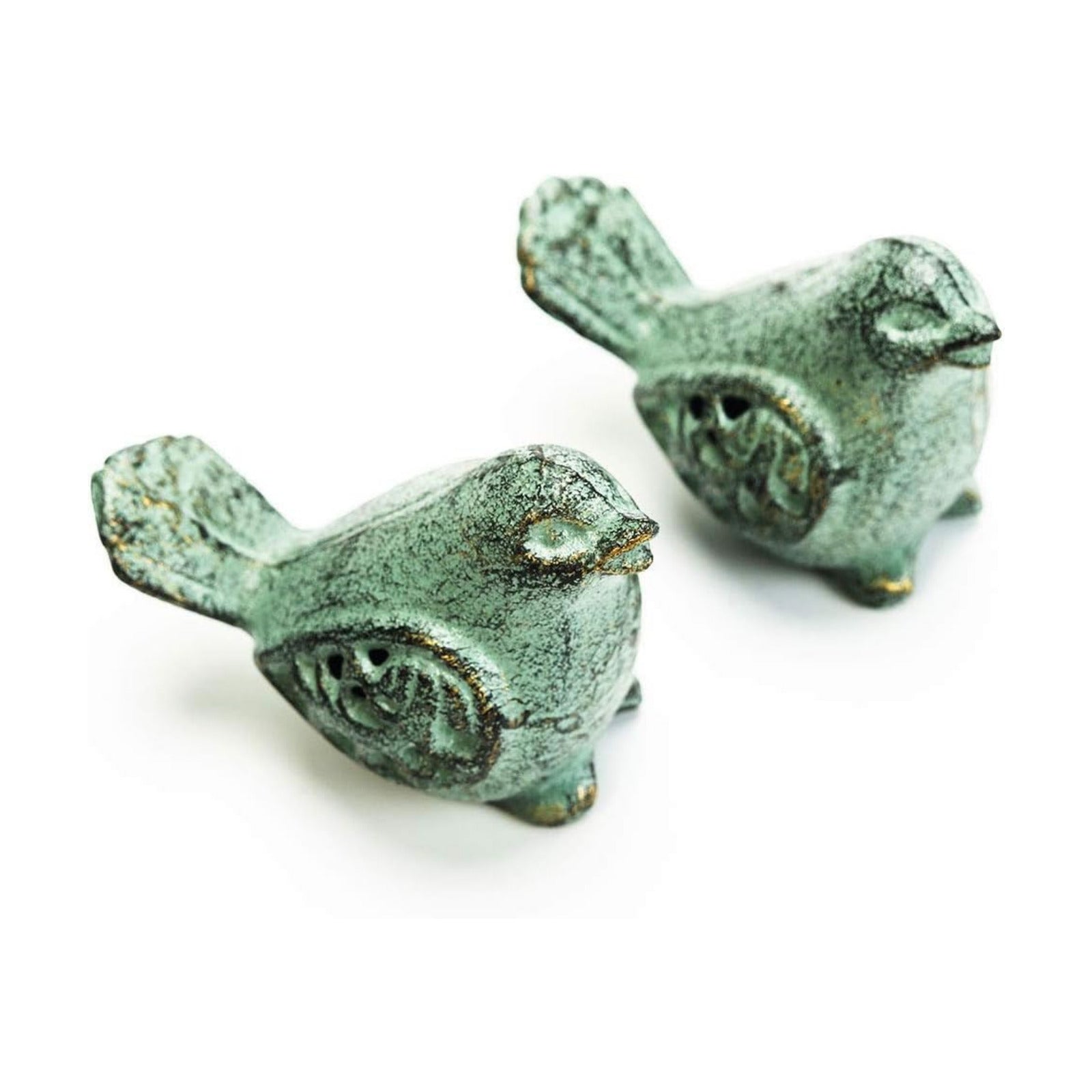 Cast Iron Desktop Ornament / Green & Birds