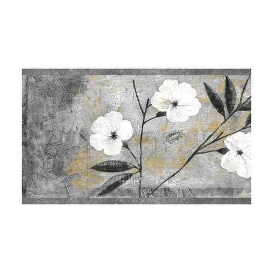 Black Abstract Flowers Wall Border Retro / White