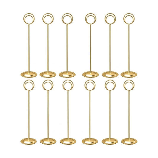 HOHIYA 12 Pack 12" Gold Table Number Holders for Weddings & Events | Elegant gold stands display table numbers, menus