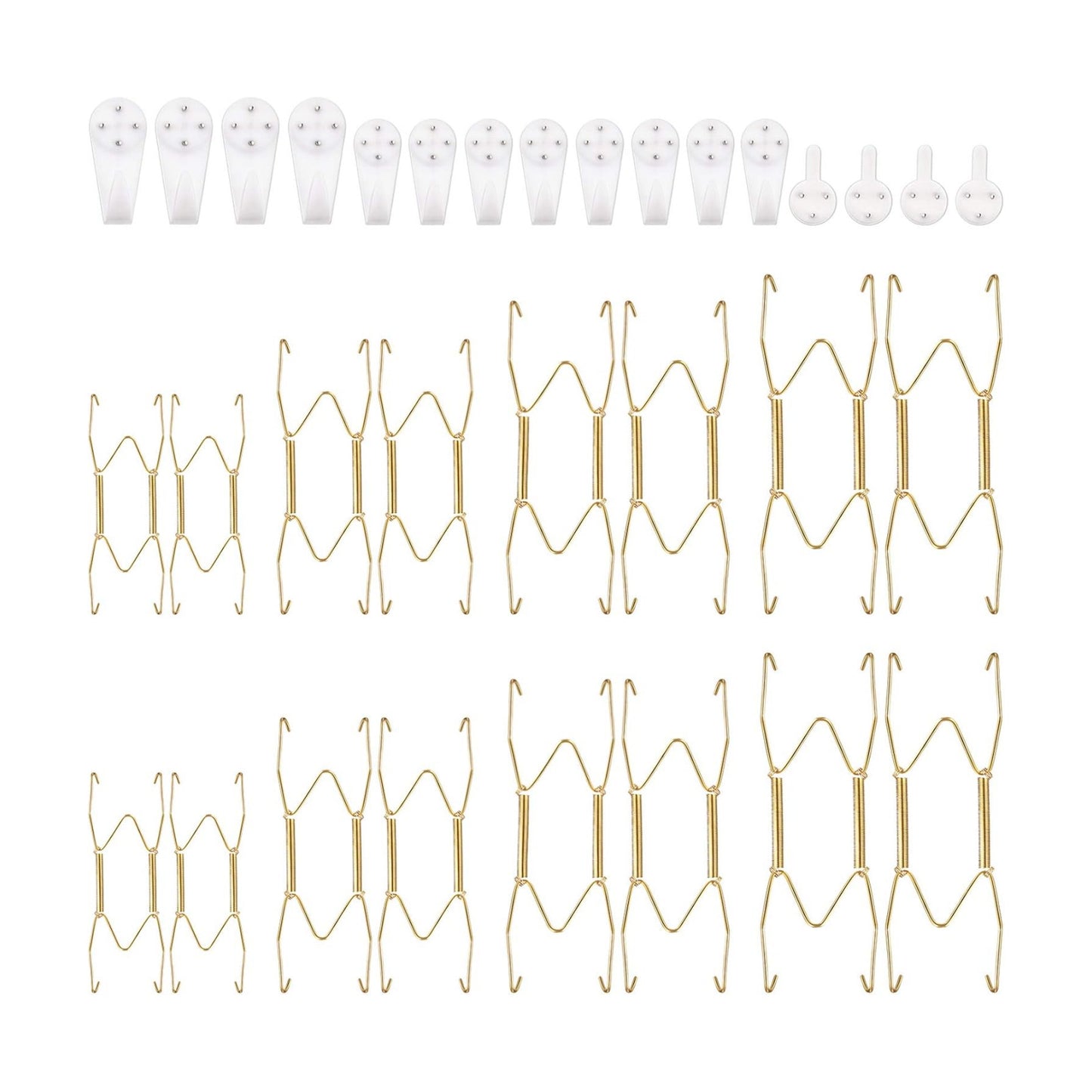 Hotop 16 Pack Plate Hanger for Wall, 6/ 8/ 10/ 12 Inch Wall Plate Hangers with 16 Pieces Hooks Stainless Steel Wire